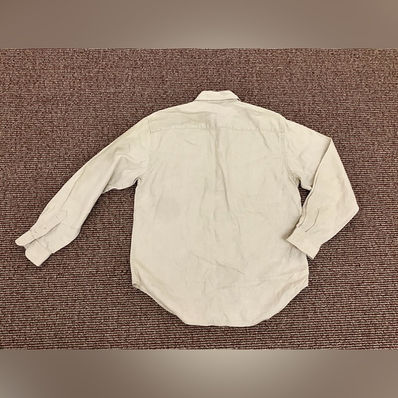 Women's Small Petite Natural Linen Lauren Ralph Lauren Vtg Button Down Shirt - Picture 10 of 12